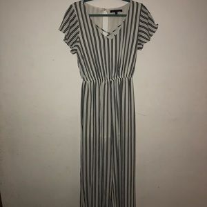 Navy and white jumpsuit